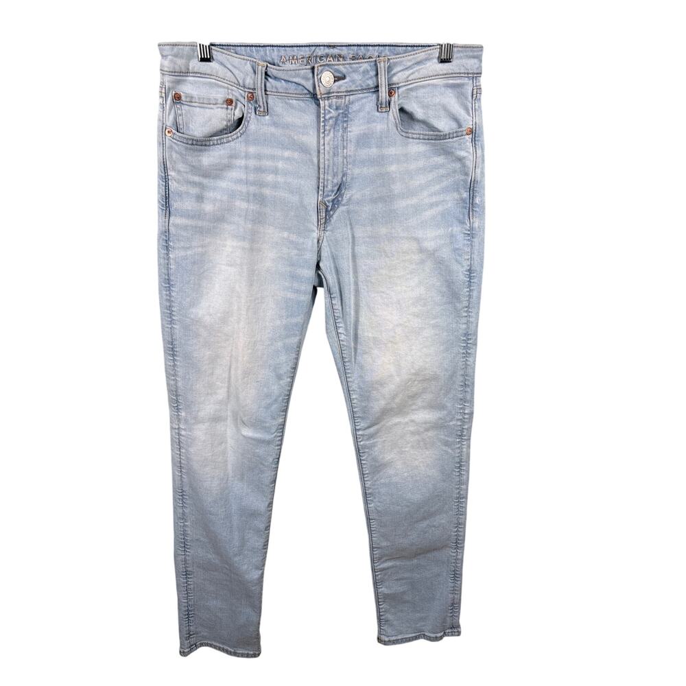 American Eagle Airflex+ Jeans Men 33x34 Light Wash Slim Tapered Denim